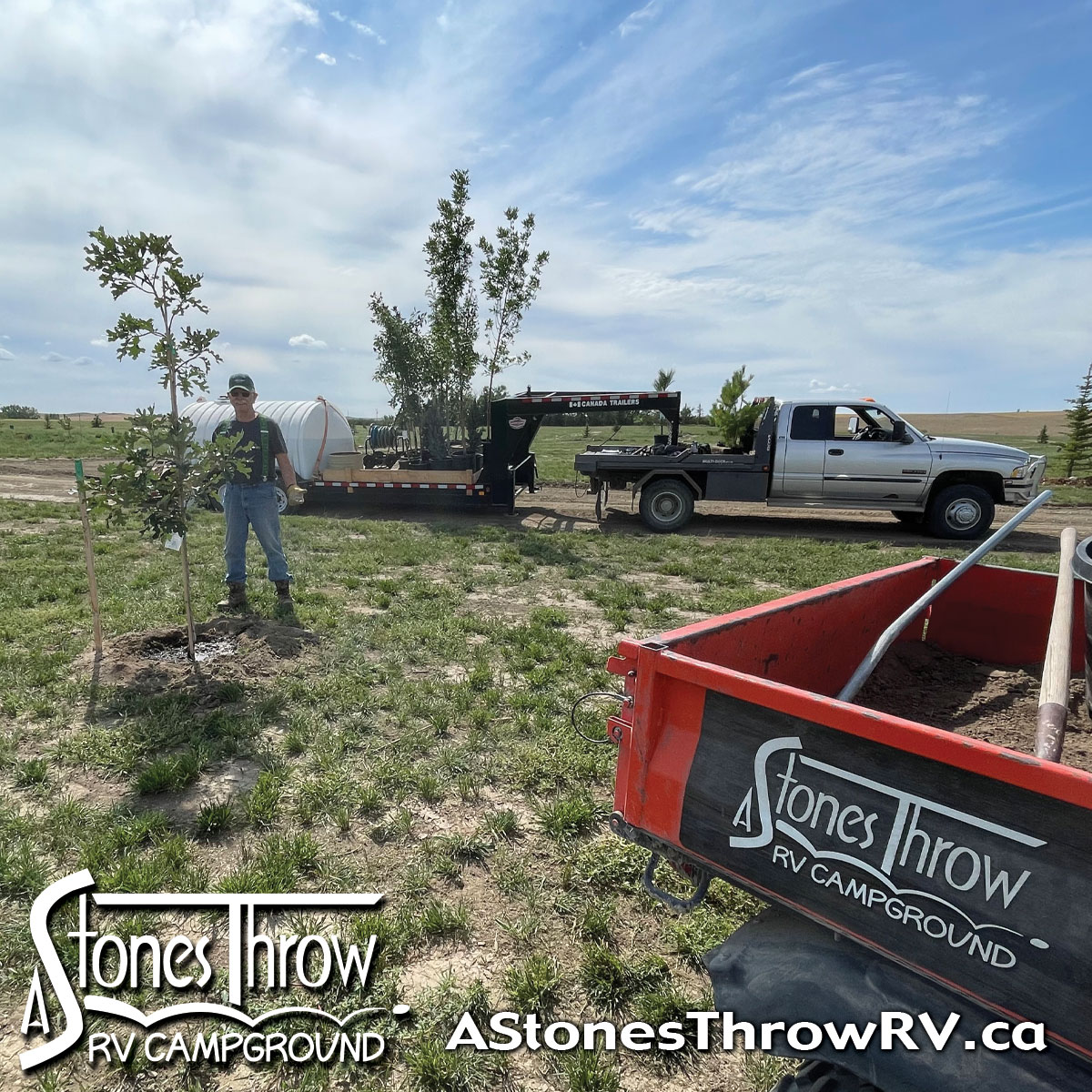 Brian Plants a Oak Tree, A Stones Throw RV Campground's first Oak tree has been planted!